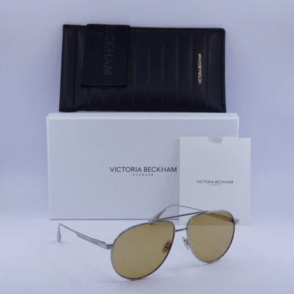 Victoria Beckham VB242S 042 Aviator Sunglasses – Silver/Brown main image 6